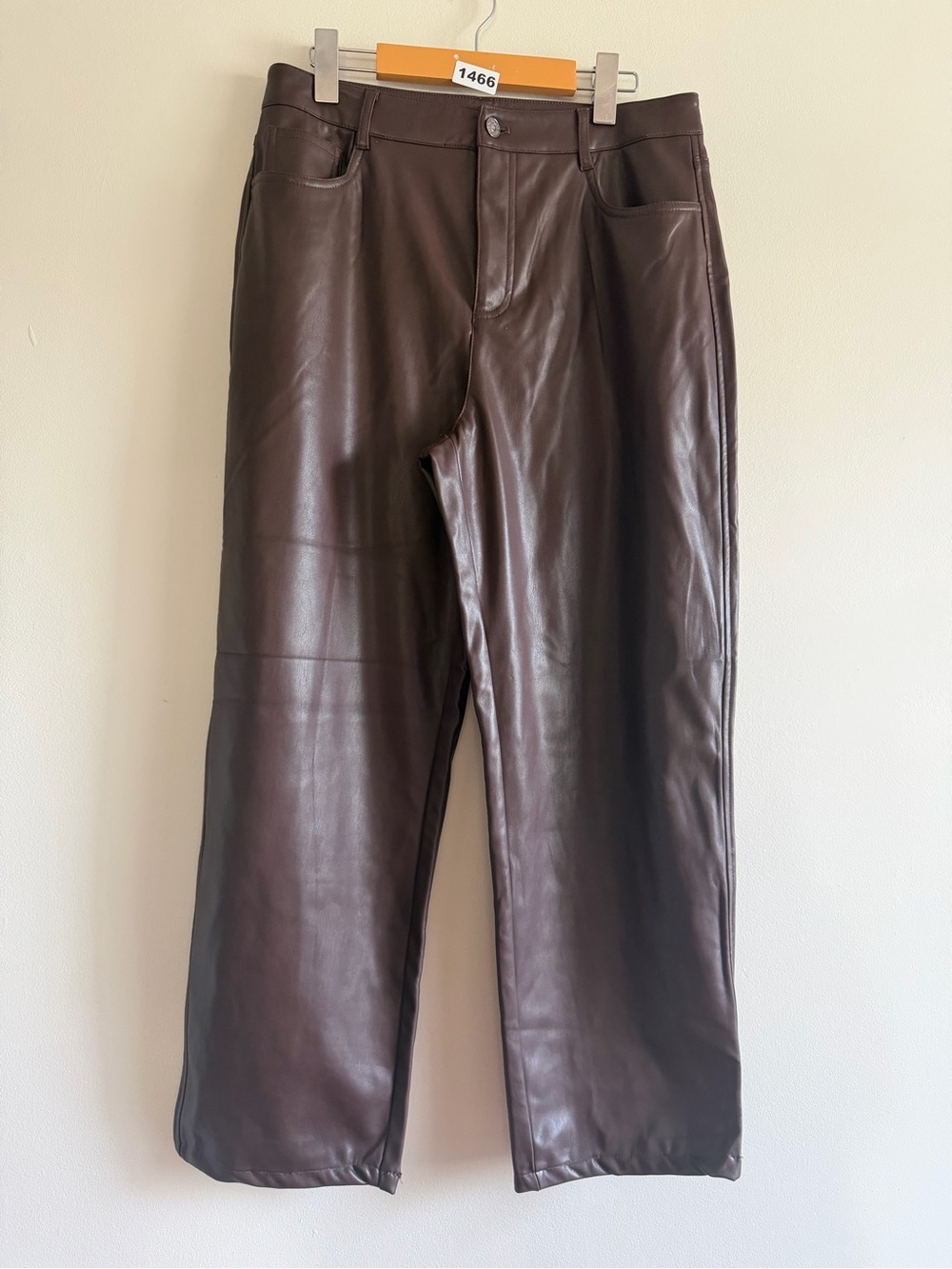 Joe Fresh Men's Dark Brown Faux Leather Relaxed Jeans